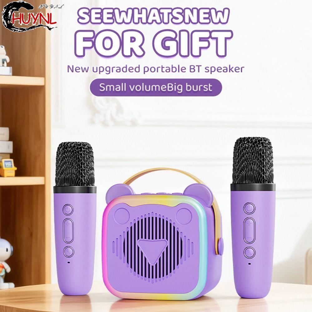 Máy Karaoke Mini HUYNL, Sạc USB Âm Thanh Bluetooth Mini Di Động, Quà Tặng Trẻ Em Bluetooth 5.3 Đèn R