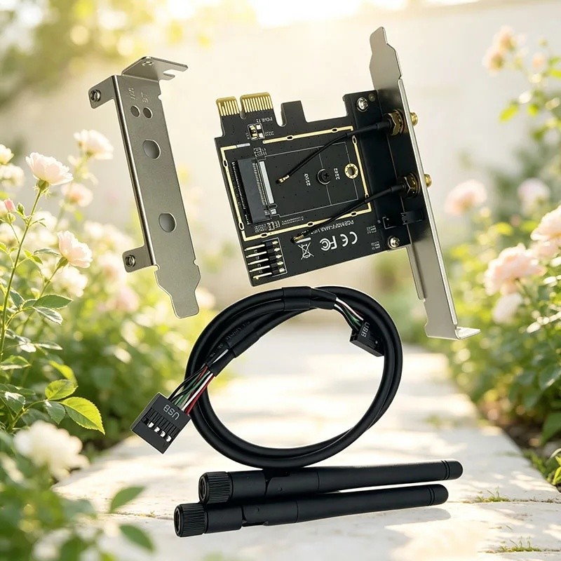 Bộ chuyển đổi không dây M.2 sang PCI Express PCIE X1 sang M2 Key-A với 2x Ăng-ten WiFi Thẻ Bluetooth