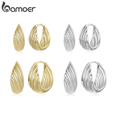 Bông tai vòng có rãnh Bamoer Trang sức thời trang dành cho nữ Quà tặng