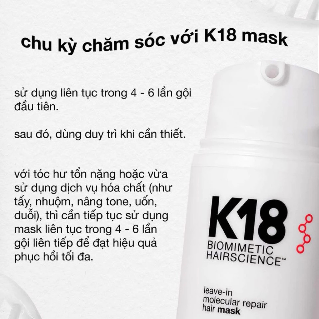 K18 Hair Mask 50ml Mặt Nạ Dưỡng Tóc Leave In Kết Cấu Nhẹ Không Gây Bết Tóc - K1
