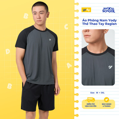 Áo Phông Nam Yody Thể Thao Tay Raglan Phối Màu Form Regular Gọn Gàng Siêu nhẹ MATS26S021
