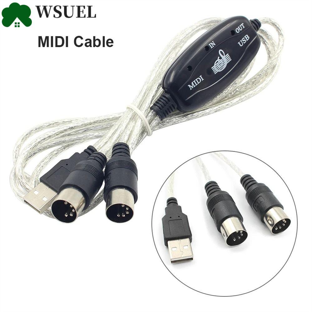 WSUEL MIDI sang USB Dây nối dài Giao diện MIDI chuyên nghiệp Dây nhạc âm thanh cho bàn phím PC USB I