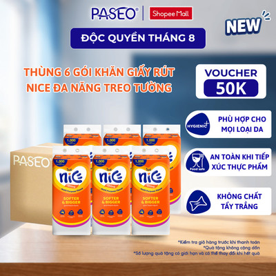Khăn Giấy Rút Đáy Nice Đa Năng Treo Tường 1000 tờ - 250 Lần Rút 4 Lớp Mềm Mịn, Không OBA