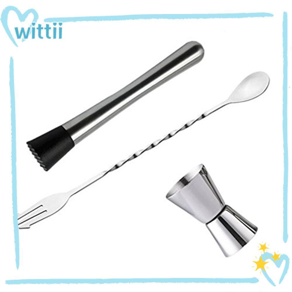 Bộ dụng cụ thanh WITTII, Bộ dụng cụ cocktail bằng thép không gỉ Jigger hai mặt, Bộ thìa đựng cocktai