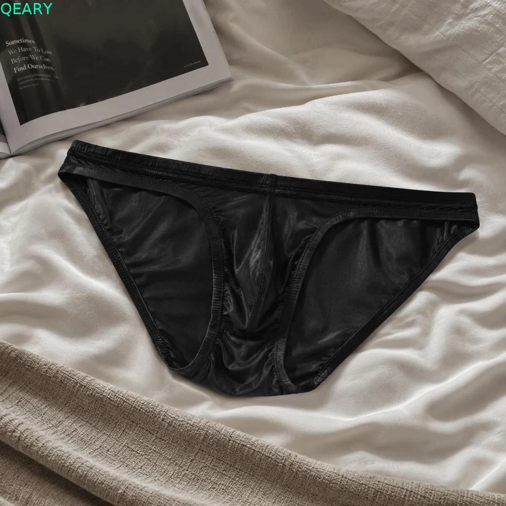 QEARY Ice Silk Briefs, Quần lót nam lưới eo thấp, Quần lót trong suốt thoáng khí U lồi Túi Bikini Quần lót mùa hè