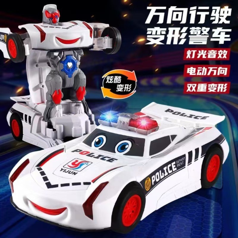 Điện Đóng Thế Biến Dạng Cảnh Sát Xe Robot Đa Năng Ánh Sáng Âm Nhạc Biến Dạng Xe Tăng Robot Đồ Chơi T