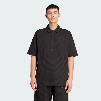 adidas Phong cách sống Áo Polo All SZN kéo nửa với chất liệu dệt kim waffle Nam Đen JL6545