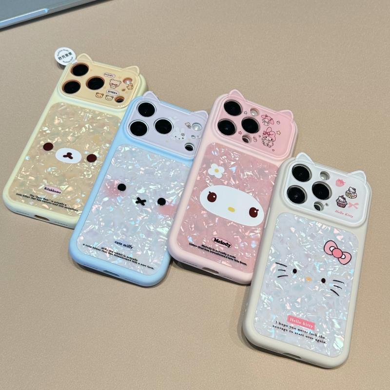 Ốp Điện Thoại Thích Hợp Cho iPhone 11 12 13 14 15 16 17 Pro max ins Họa Tiết Vỏ Ba Chiều Tai Hoạt Hình Cảm Xúc Vỏ Bảo Vệ Chống Sốc Tất Cả-
