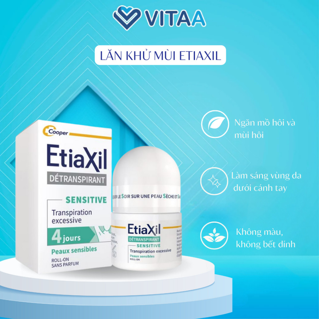 Lăn nách khử mùi Etiaxil ngăn đổ mồ hôi không bết dính, ố vàng dành cho nam nữ 15ml
