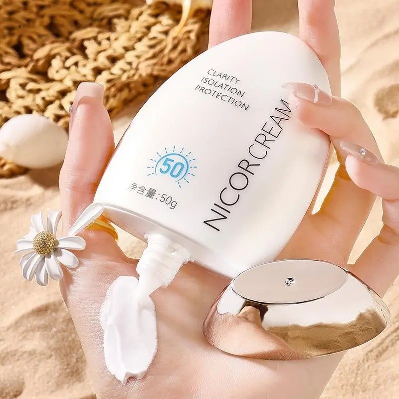 Kem chống nắng nâng tone NICOR CREAM SPF50+ giúp dưỡng trắng da,Kem chống nắng kiềm dầu bã nhờn lâu 