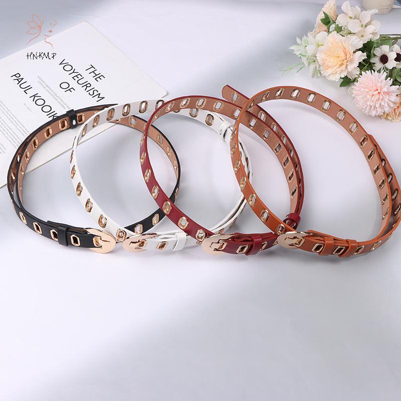 HNKMP Mới Grunge Nữ Thắt Lưng Có Thể Điều Chỉnh Lỗ grunge Punk Thắt Lưng Nữ Hợp Kim Pin Bule Da PU.