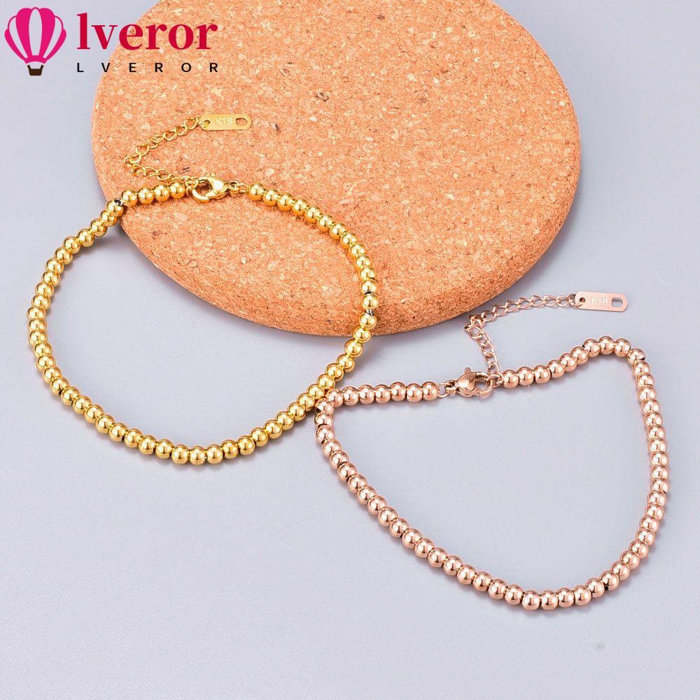 Vòng tay hạt tròn vàng LVEROR dành cho nam giới Mạ vàng 18k Vòng tay vàng hồng nóng