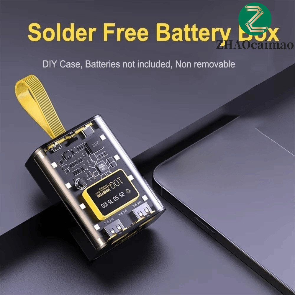 ZHAOCAIMAO DIY Power Bank Case, Đầu ra USB đôi 3 * 18650 Power Bank Case, Không có pin Đèn ngủ LED S