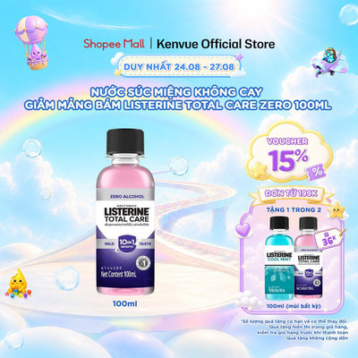 Combo Nước súc miệng Listerine Total Care Zero 100ml/chai