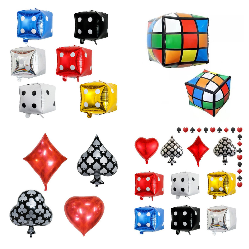 4D Vuông Hình Xúc Chuột Nhôm Phim Bóng CASINO CASINO Chơi Thẻ Sinh Nhật Trang Trí Bóng Bay