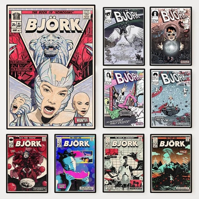 Ca Sĩ Cổ Điển B-Bjork Âm Nhạc Nổi Tiếng Album Truyện Tranh Bìa Poster In Canvas Tranh Âm Nhạc Cổ Điể