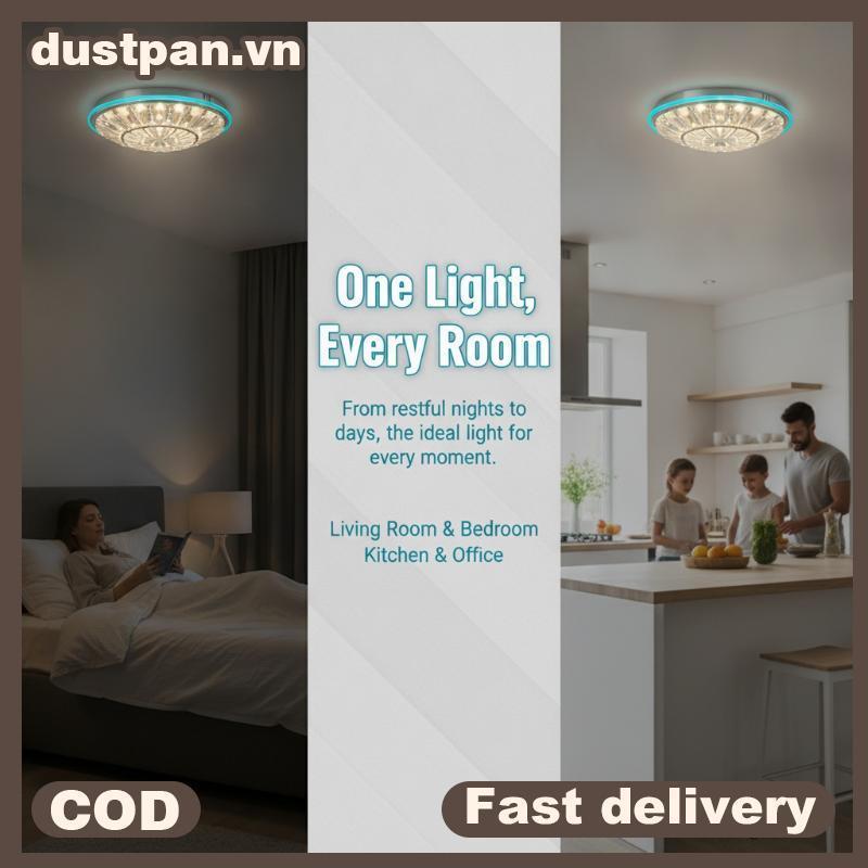 Đèn trần LED pha lê DUSTPAN, E27, Đèn chùm tròn tiết kiệm năng lượng VN