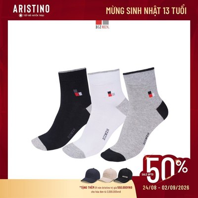 Tất nam dệt kim ARISTINO - BIZMEN cổ trung chất liệu mềm mại, thấm hút kháng khuẩn vượt trội - CO04