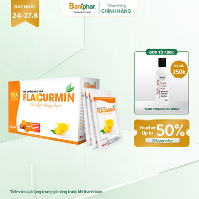 [HÀNG KHUYẾN MÃI] Trà vị cam Flacurmin BANIPHAR Hộp 8 gói mỗi gói 15g
