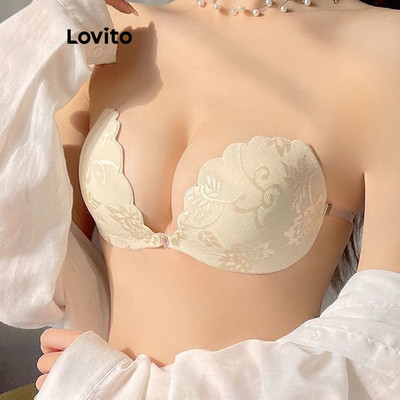 Lovito Phong cách thường ngày Phụ Kiện Đồ Lót Không Dây Thân Thiện Với Da Nâng Ngực Ren Thông Thường Dành Cho Nữ LNL64055