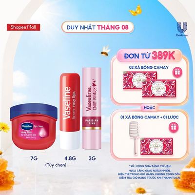 Combo son môi Vaseline Hot gồm: Son dưỡng dạng thỏi 4.8g và Sáp dưỡng hũ 7g và Son màu Emily In Paris 3g (Tuỳ chọn)