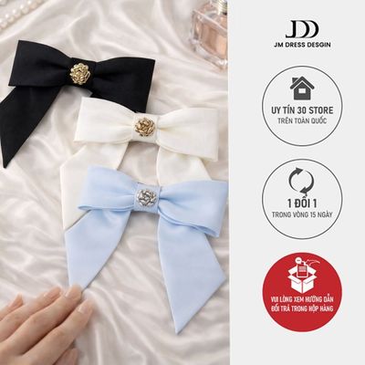 Kẹp Tóc Nơ Bấm Đính Hoa Jasmine PK2601 Thiết Kế Bởi JM Dress Design. Phụ Kiện Tóc Nữ Thanh Lịch Cho Các Nàng