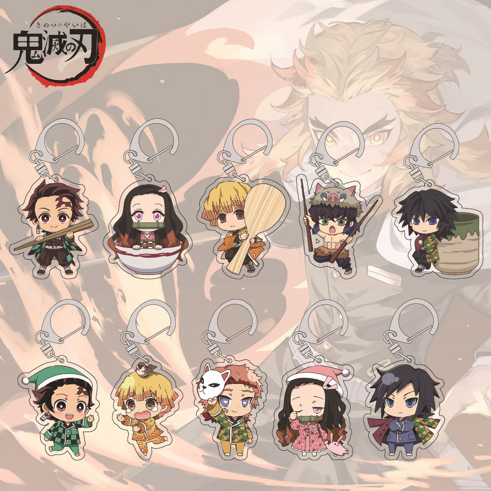 Demon Slayer Demon Slayer Tanjirou Nezuko Tokito Muichiro Móc khóa hai mặt Acrylic trong suốt