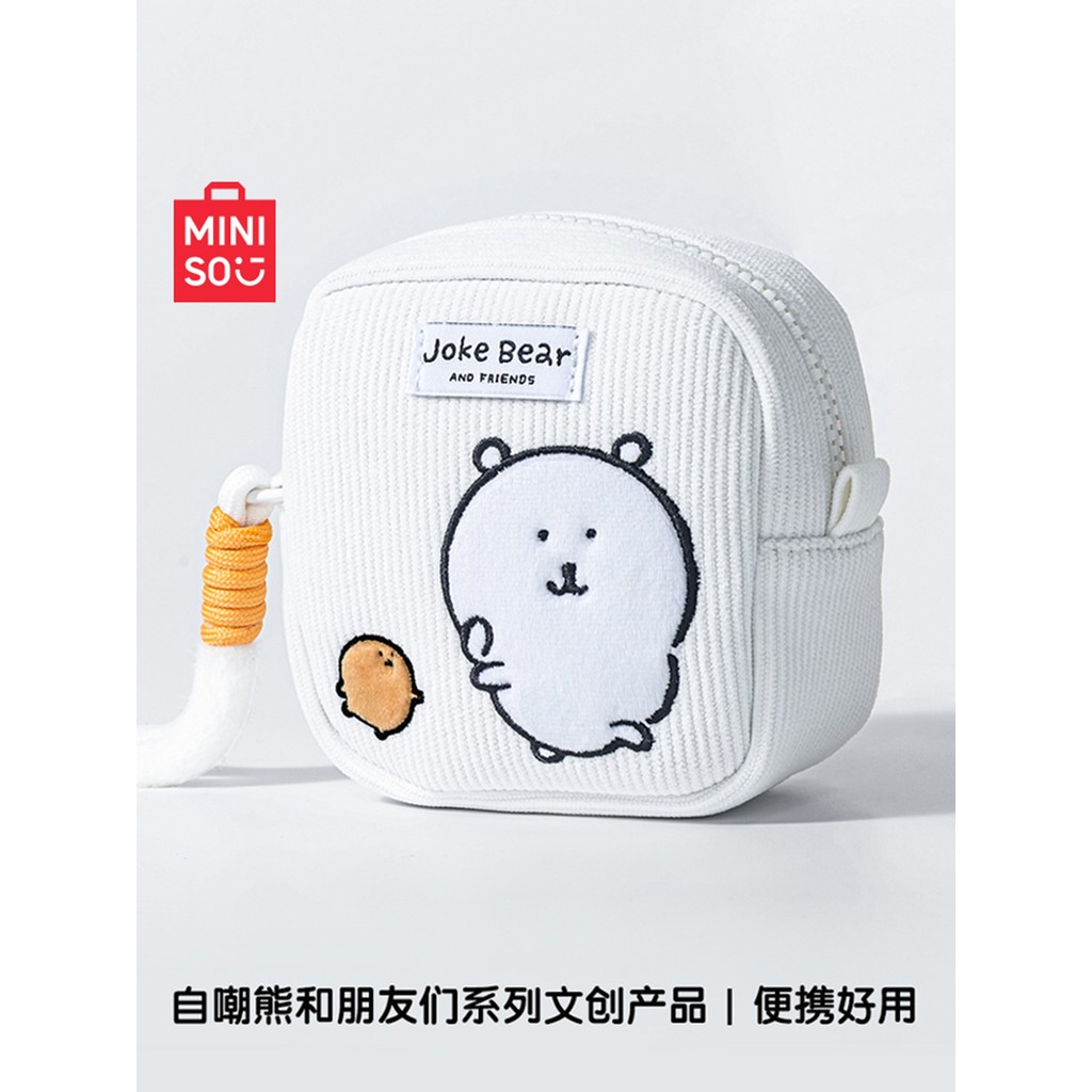 MINISO MINISO JokeBear JokeBear Gấu Dễ Thương Thêu Túi Bảo Quản Học Sinh Di Động Túi Nhỏ Ví