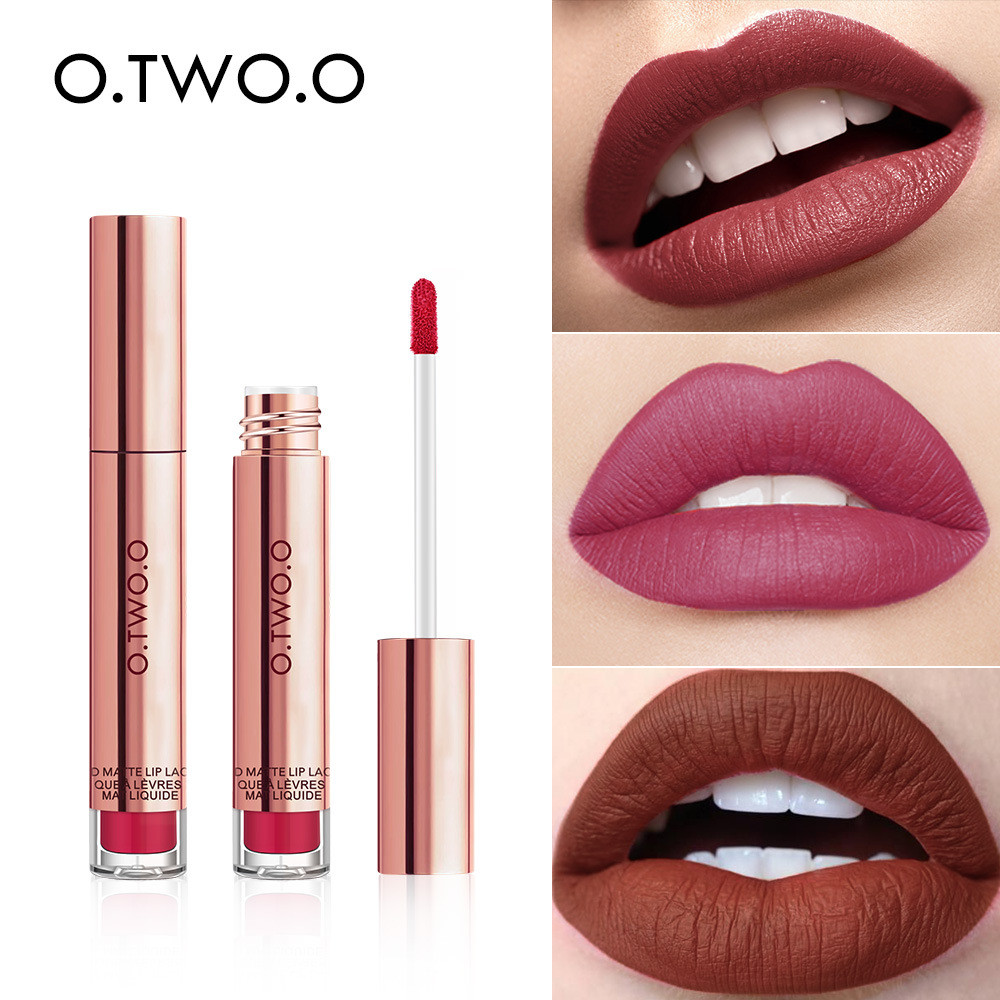 O.TWO.O Matte Non-Stick Cup Son bóng Nhẹ Dễ tô màu 24 giờ Matte Lip Gloss