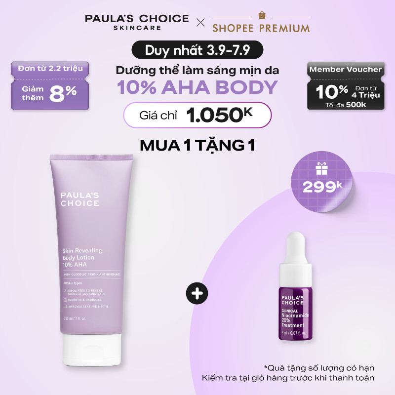 Kem dưỡng thể làm sáng da và làm đều màu da Paula's Choice Skin Revealing Body Lotion 10% AHA 210ml 5900