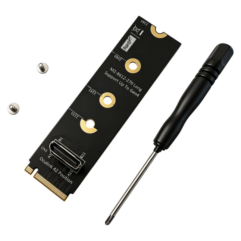M.2 NVME M ‐ Key to Vertical Type ‐ B SFF ‐ 8612 Oculink Adapter Card Riser PCIe Gen4 Hỗ trợ 2230 22