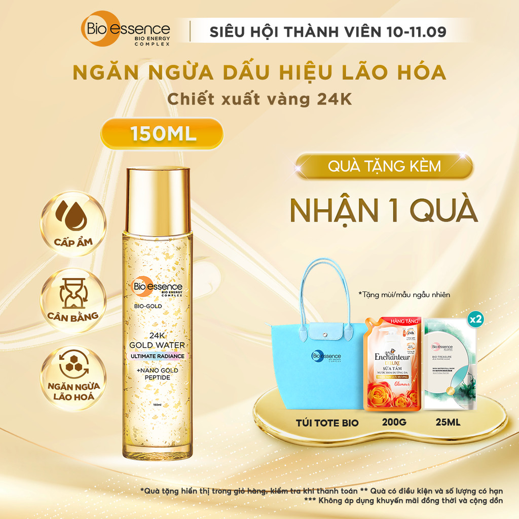 Nước dưỡng tinh chất vàng 24K, cấp ẩm,ngừa lão hoá sớm và dưỡng da tươi sáng  Bio essence Bio-Gold 1