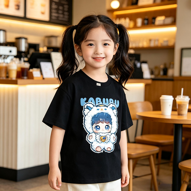 [Áo thun nữ in hình hoạt hình] AIMKAIS 2-14y Big Children Baby Tees Kids Boys Girls Quần áo Unisex tay ngắn Hàn Quốc Áo dáng rộng