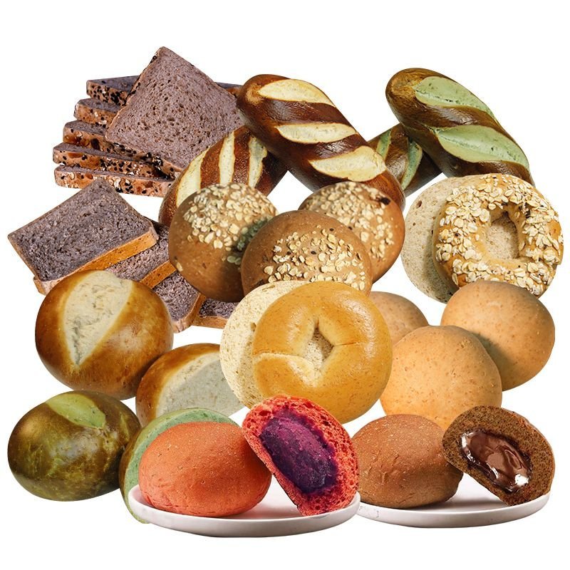 Bánh mì nguyên cám bagel toast bánh nước kiềm đủ loại ít béo 0 chất béo ăn kiêng ăn sáng