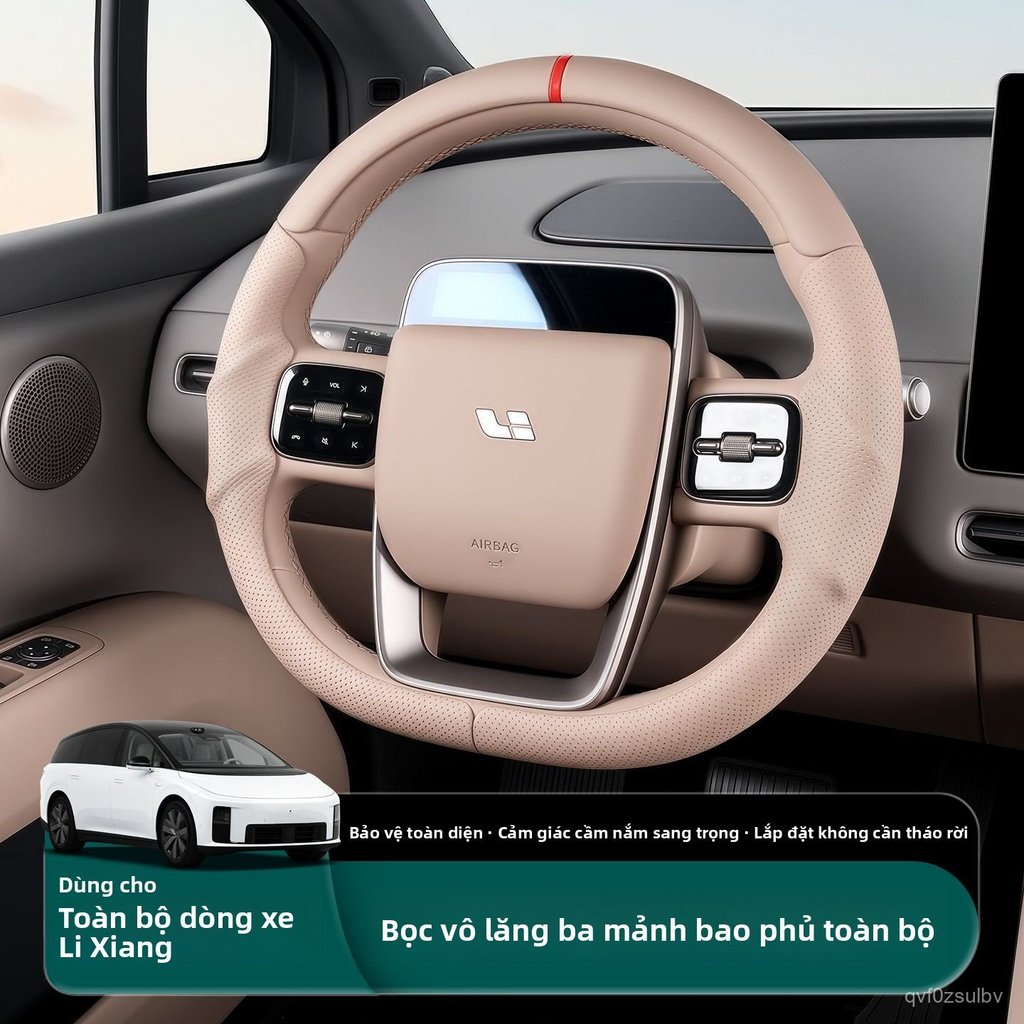 Bọc vô lăng 3 đoạn da Nappa cho Li Auto L6 L7 L8 L9 Mega i6 i8 thoáng khí chống trượt 4 mùa
