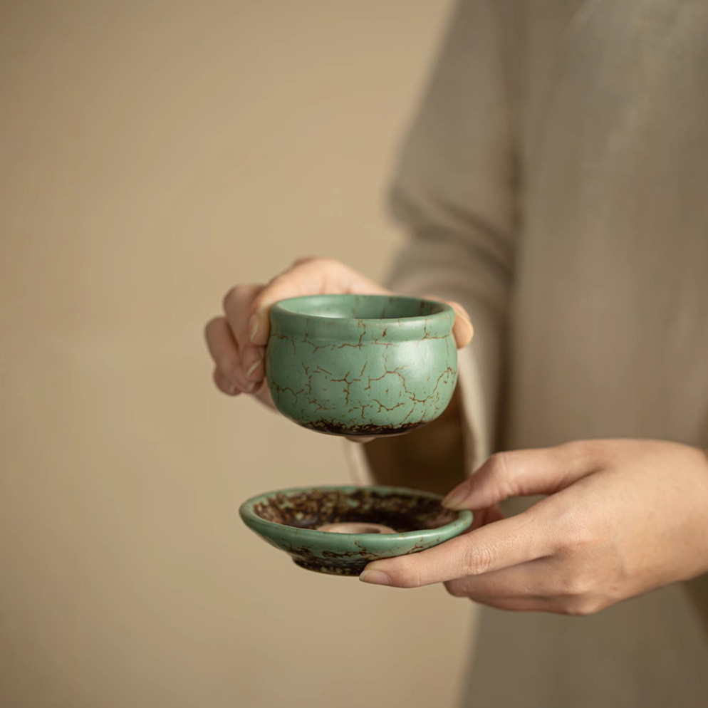 2026 Phong Cách Mới Tập Thứ Hai Iwate Glaze Moss Thời Gian Chạy Cốc Trà Gốm Trà Master Cup Trà Kung 