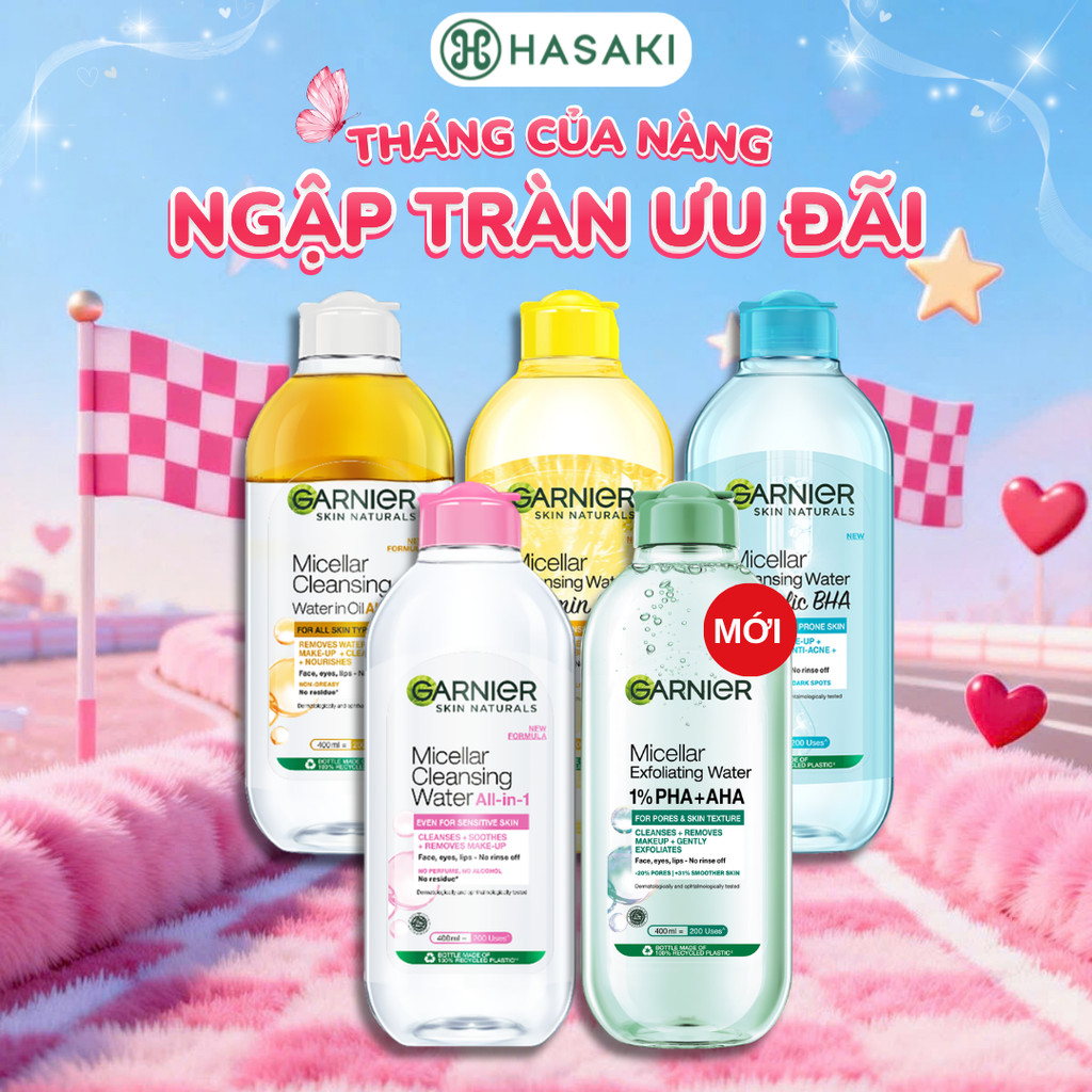 Nước Tẩy Trang Garnier Làm Sạch Sâu Dịu Nhẹ Cho Mọi Loại Da 400ml Hasaki Chính Hãng