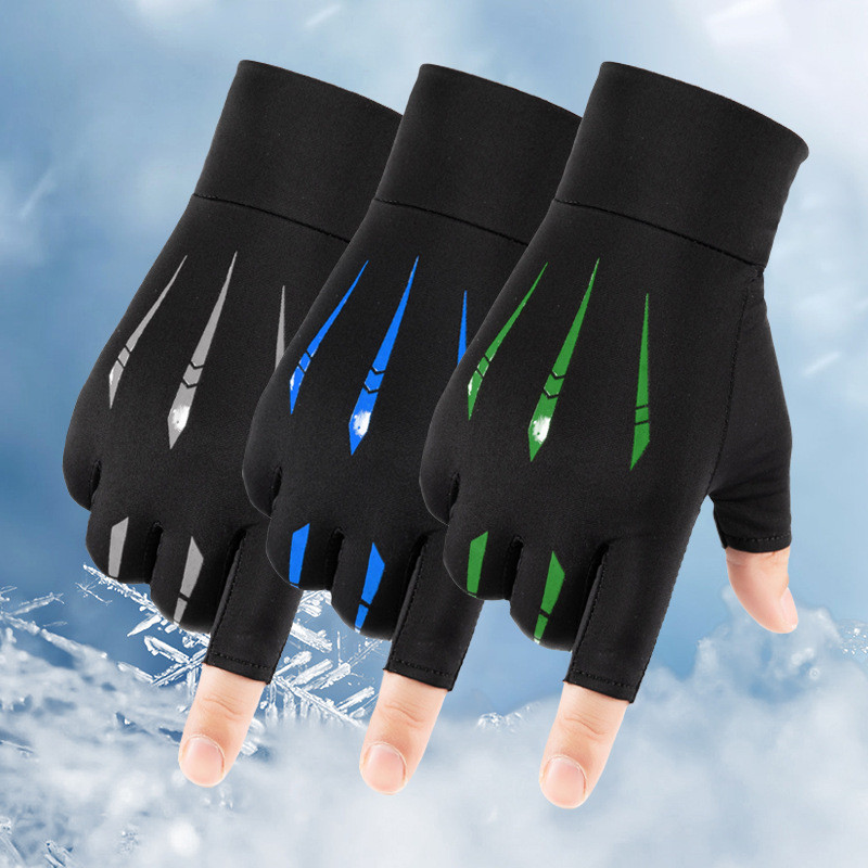 Premium Selection#Half-Finger Cycling Sunscreen Gloves for Men, Summer Thin Outdoor Anti-Slip Breath