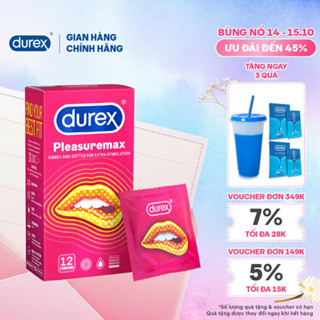 Bao cao su Durex Pleasuremax gân gai tăng khoái cảm (size 56mm, 12 bao/hộp)