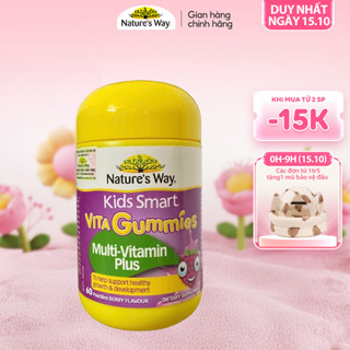 Kẹo Dẻo Vi Chất Vitamin Cho Bé, Kẹo Rau Củ Nature's Way Vita Gummies MultiVitamin Plus Hỗ Trợ Bổ Sung Vitamin 60v
