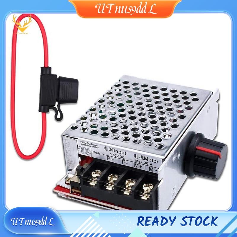 [UTnus9ddL] Điều khiển công tắc điều khiển tốc độ động cơ DC 7-70V 30A 12V 24V 36V 48V với cầu chì 3