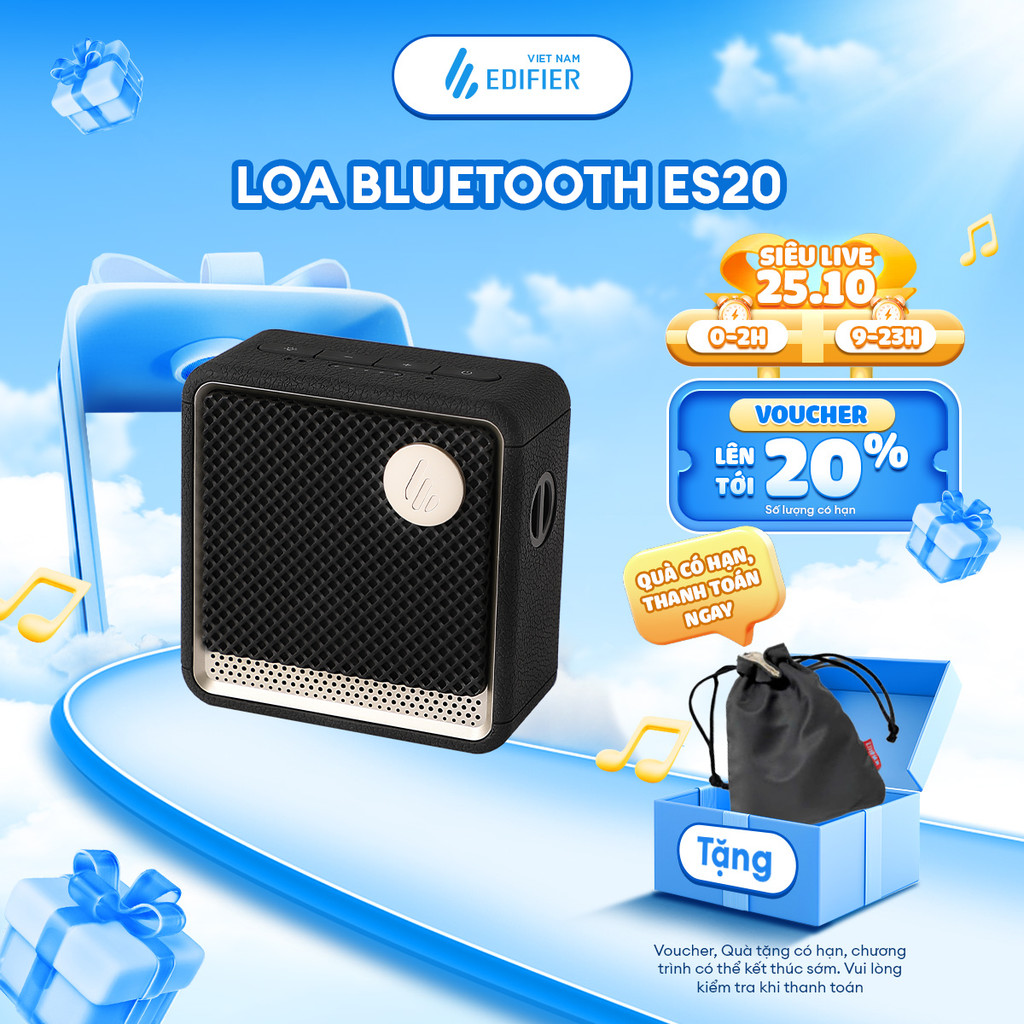 Loa Bluetooth Mini EDIFIER ES20 | Công Suất 6W | Thời lượng đến 12h | Kháng nước IP67 | Bảo Hành 15 