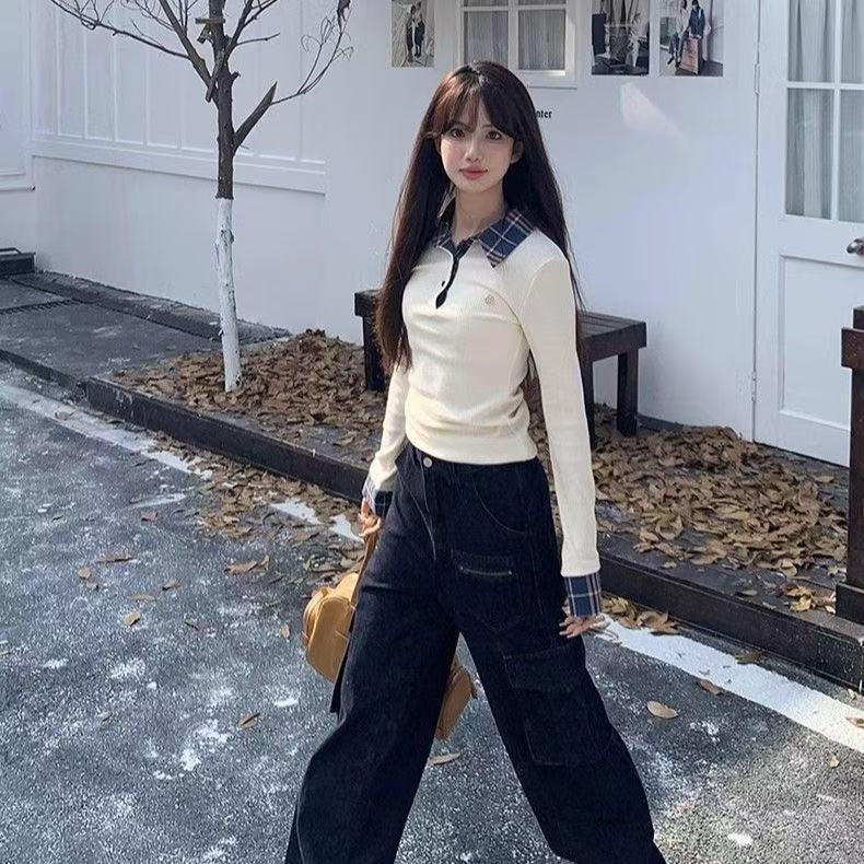 Áo Polo tết giáng sinh thun dài tay nữ giữ ôm body baby tee phong cách Hàn Quốc kẻ sọc mới lạ | BigBuy360 - bigbuy360.vn