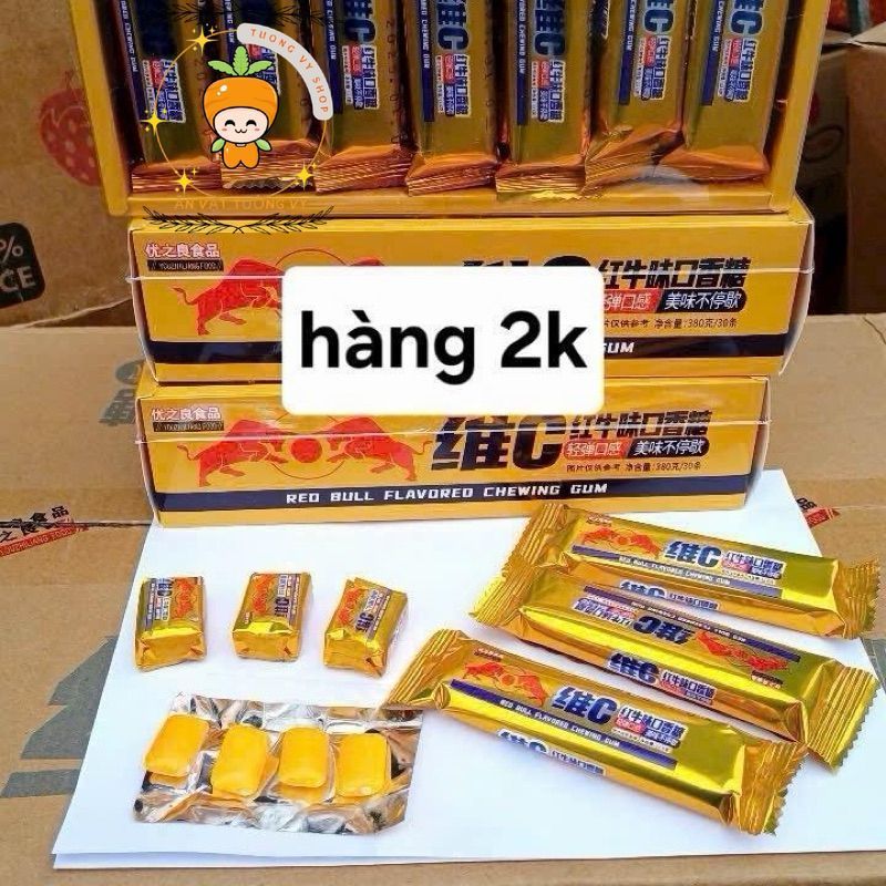 Hộp 30 gói kẹo cao su vị Bò Húc-gói 4 viên, kẹo cao su vị bò húc siêu Hot