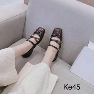  Giày Bệt Búp Bê 3 Dây Chéo Đính Nơ Cá Tính Đế Dẻo Mềm Mũi Vuông 3 Màu LuxyShoes LX218 