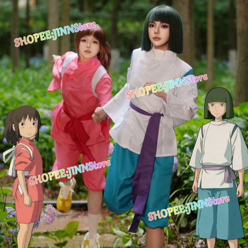 -JINN-SPIRITED AWAY Anime Trang Phục HIHIRO OGINO / HAKU Trang Phục Hóa Trang Kimono Đồng Phù Hợp Vớ