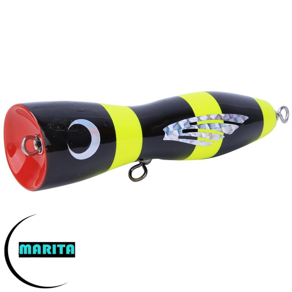 MARITA Topwater Popper Mồi, Mồi Popper 3 Màu Cứng, Gỗ Bền 16,5cm 65g Popper Nhân Tạo Mồi Câu Cá Biển