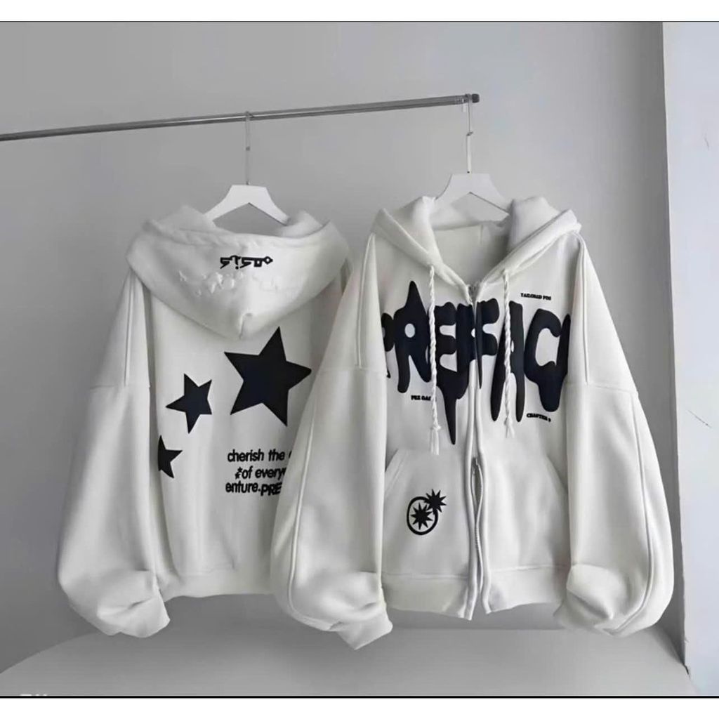 Áo Khoác Hoodie Nam Nữ FREFACE Ngôi Sao In Nổi Siêu xᶖnh HOT Trend Jacket MENWEAR