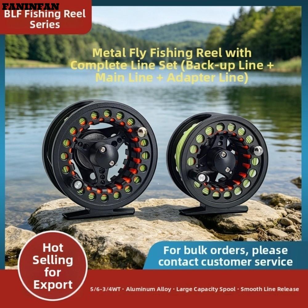 Combo FANINFAN Fly Reel, Máy Câu Cá Bằng Nhôm Arbor Lớn, Mịn 3 / 4 5 / 6 WT Backing Leader WF Nổi Fl