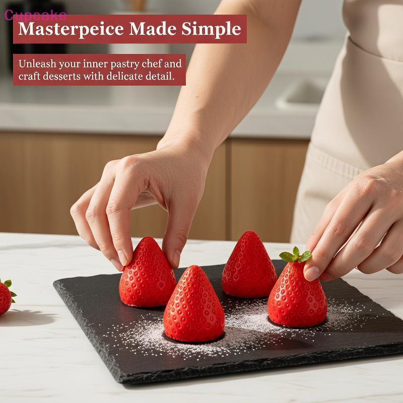 [CKE] 1 Cái Khuôn Nướng Bánh Silicon Trái Cây 3D Dâu Mâm Mâm Mâm Mousse Chocolate Bánh Ngọt Làm MÌN
